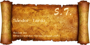 Sándor Taráz névjegykártya